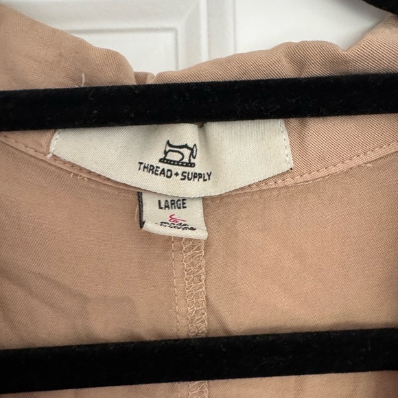 Thread & Supply women’s tan brown poplin belted midi dress size large 12 14 - Picture 4 of 6